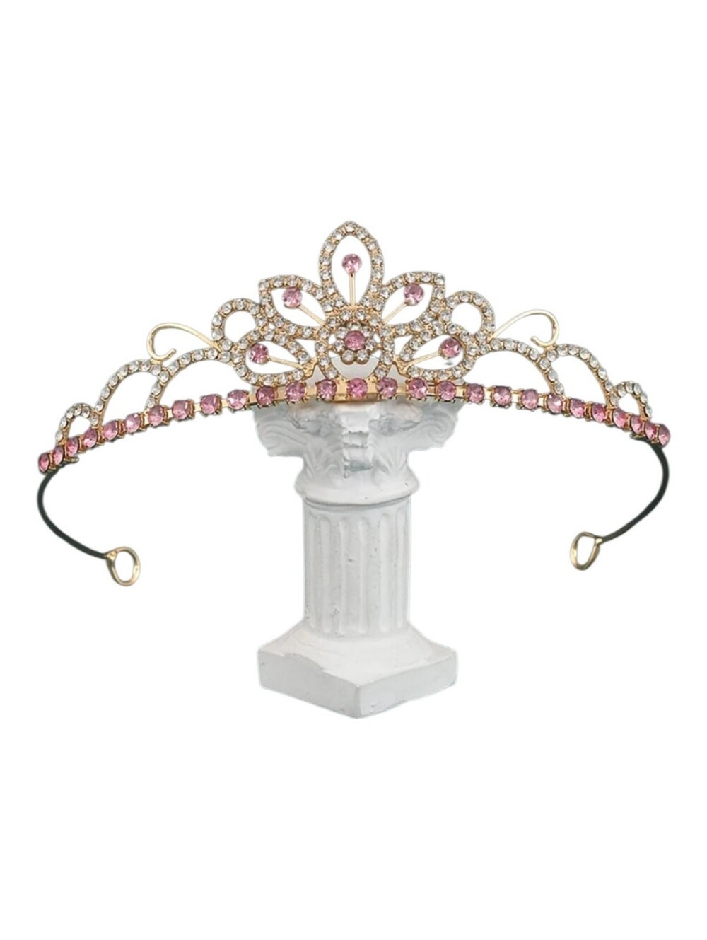 Pink Rhinestone Tiara Headband - Elegant Crystal Accent